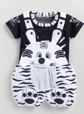 Tintin Dungaree For Baby Boys & Baby Girls Casual Printed Cotton Blend(Black, Pack of 1)
