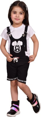 MYKUKI Dungaree For Boys & Girls Party Printed Cotton Blend(Black, Pack of 1)