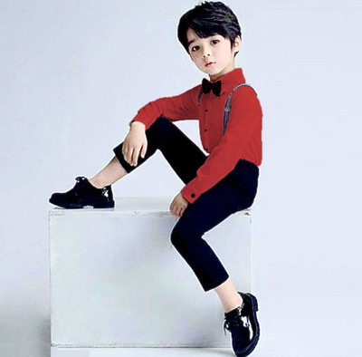 Jhrey creation Boys & Girls Party(Festive) Shirt Pant(Red)