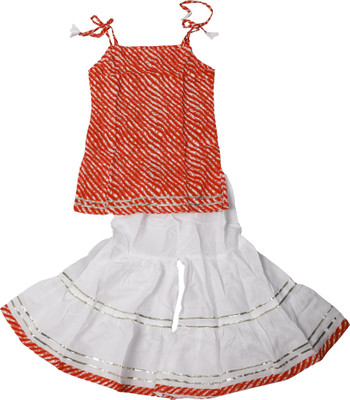 spack jerrow Girls Festive & Party Angarkha and Sharara Set(Red Pack of 1)