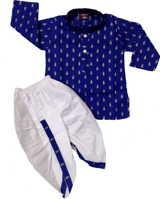 SHIVAAY Baby Boys Casual Dhoti & Kurta Set(Dark Blue Pack of 1)