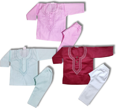 SHIVAAY Baby Boys Casual Kurta and Pyjama Set(Multicolor Pack of 3)