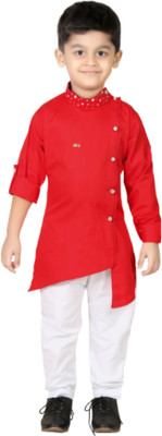StylerOn Boys Casual Kurta and Pyjama Set(Red Pack of 1)