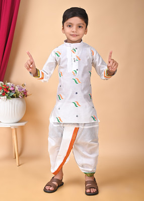 LaskarGarments Boys Festive & Party Kurta and Pyjama Set(White Pack of 1)