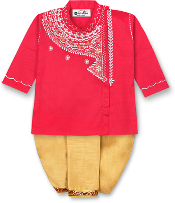 La Petite Baby Boys Festive & Party Kurta and Dhoti Pant Set(Red Pack of 1)