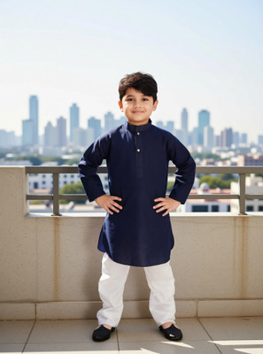HENA TEXTILE Baby Boys Cotton Blend Kurta and Pyjama Set(Pack of 1)