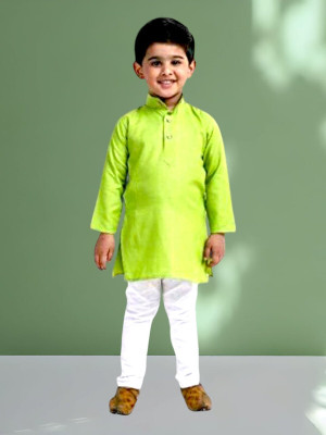 SUNCITY FASHION MART Boys Casual Kurta and Pyjama Set(Green Pack of 1)