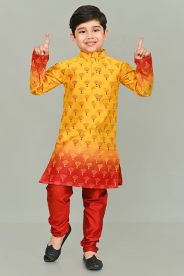 COSMOS ART ENTERPRISE Boys Casual Kurta and Pyjama Set(Yellow Pack of 1)