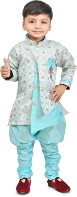 RN DEZINES Boys Festive & Party Sherwani and Churidar Set(Light Blue Pack of 1)