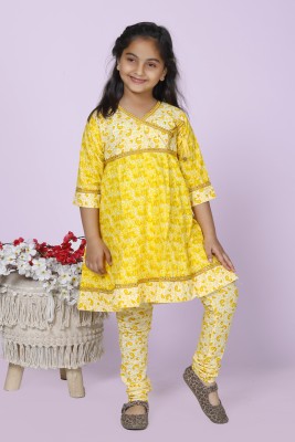 Little Dreams Girls Festive & Party Kurta and Pyjama Set(Yellow Pack of 1)