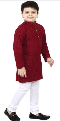 Go Berry Boys Festive & Party Kurta and Pyjama Set(Multicolor Pack of 1)