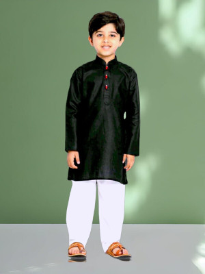 stylelife Boys Festive & Party Kurta and Pyjama Set(Black Pack of 1)
