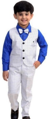 LITTLESCHAMP Baby Boys Casual, Festive & Party Shirt, Waistcoat and Pant Set(White Pack of 1)