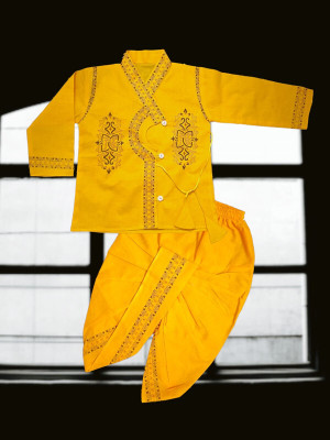 MODINA ENTERPRISE Baby Boys Festive & Party Kurta and Dhoti Pant Set(Yellow Pack of 1)
