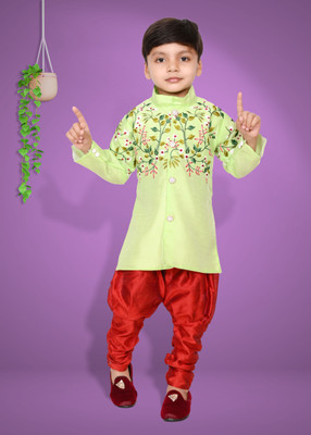 RN DEZINES Boys Festive & Party Kurta and Pyjama Set(Green Pack of 1)