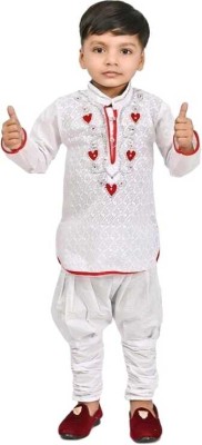 Oxipital Club Boys Festive & Party Kurta and Patiala Set(White Pack of 1)