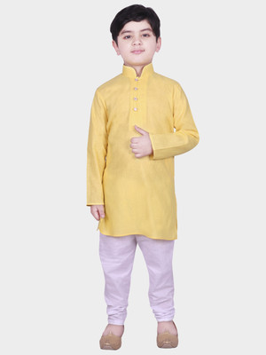 SG YUVRAJ Boys Festive & Party Kurta and Pyjama Set(Yellow Pack of 1)
