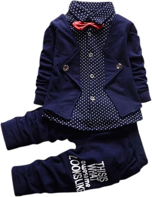 krish enterprize Baby Boys Festive & Party Shirt, Waistcoat and Pant Set(Blue Pack of 1)