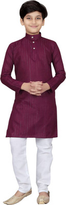 SHIVGARMENT Boys Wedding Kurta and Pyjama Set(Purple Pack of 1)