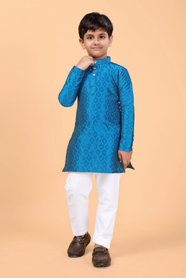 VALAKI Boys Festive & Party Kurta and Pyjama Set(Blue Pack of 1)