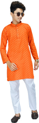 Kgn Garments Boys Festive & Party Kurta and Pyjama Set(Red Pack of 1)