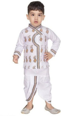 SUNCITY FASHION MART Baby Boys Casual Kurta and Dhoti Pant Set(White Pack of 1)