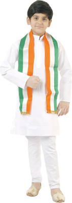 Shine Club Boys Festive & Party Kurta, Pyjama & Dupatta Set(White Pack of 1)