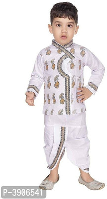 Shine Club Boys Festive & Party Kurta and Dhoti Pant Set(White Pack of 1)