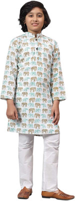 Kids Villa Boys Wedding Kurta and Pyjama Set(Yellow Pack of 1)