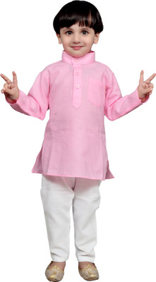 TADEO Boys Festive & Party Kurta and Pyjama Set(Pink Pack of 1)