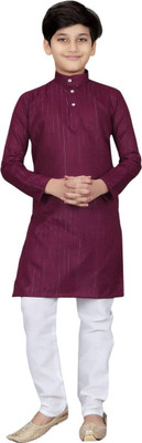 SHREEJI ENTERPRISE Boys Wedding Kurta and Pyjama Set(Purple Pack of 1)