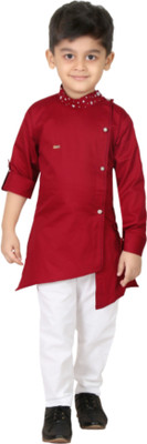 StylerOn Boys Casual Kurta and Pyjama Set(Maroon Pack of 1)