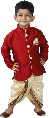Designed Boys Festive & Party Kurta and Dhoti Pant Set(Blue Pack of 1)