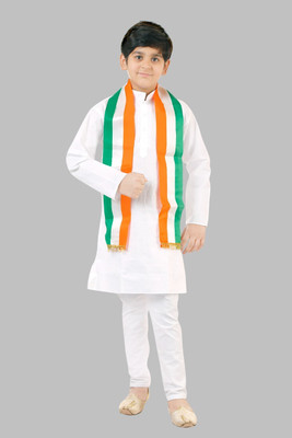 Oxipital Club Boys Festive & Party Kurta, Pyjama & Dupatta Set(White Pack of 1)