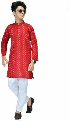 ANGEL PROPRIETOR Boys Festive & Party Kurta and Pyjama Set(Red Pack of 1)