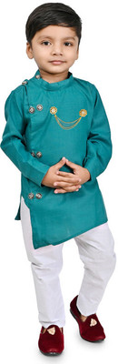 ANGEL PROPRIETOR Boys Festive & Party Kurta and Pyjama Set(Dark Green Pack of 1)
