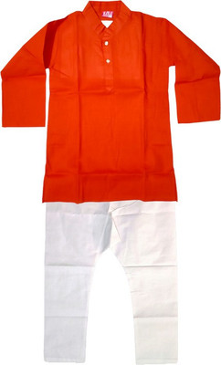 Rania Dresses Boys Festive & Party Kurta and Pyjama Set(Orange Pack of 1)
