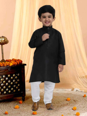 MODINA ENTERPRISE Boys Casual Kurta and Pyjama Set(Black Pack of 1)