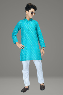 ZARTAJ Boys Festive & Party Kurta and Pyjama Set(Green Pack of 1)