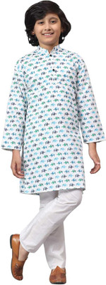 AHAANCREATION Boys Wedding Kurta and Pyjama Set(Yellow Pack of 1)