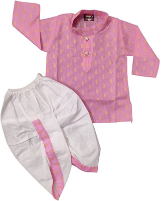 SHIVAAY Baby Boys Casual Dhoti & Kurta Set(Pink Pack of 1)