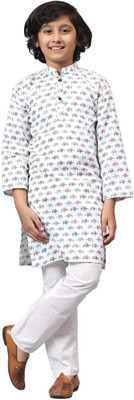 AHAANCREATION Boys Wedding Kurta and Pyjama Set(Yellow Pack of 1)