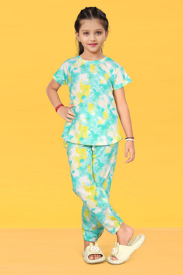 JNVADDORIYA Kids Nightwear Girls Printed Cotton Blend(Multicolor Pack of 1)