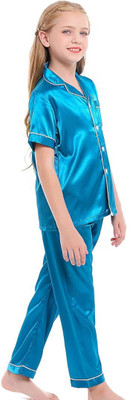 VCD FASHION HUB Kids Nightwear Baby Boys & Baby Girls Solid Pure Satin(Light Blue Pack of 1)