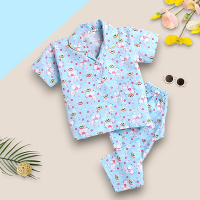 WinsKart Kids Nightwear Baby Boys & Baby Girls Printed Nylon(Multicolor Pack of 1)