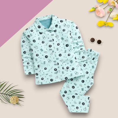 WinsKart Kids Nightwear Baby Boys & Baby Girls Printed Nylon(Blue Pack of 1)