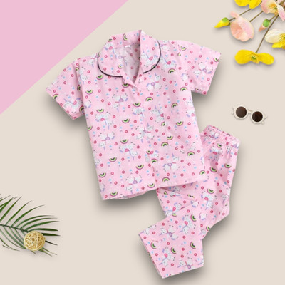 WinsKart Kids Nightwear Baby Boys & Baby Girls Printed Nylon(Multicolor Pack of 1)
