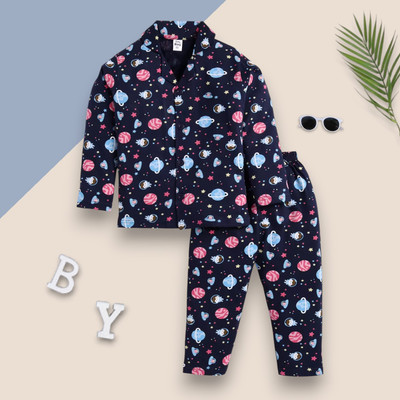 WinsKart Kids Nightwear Baby Boys & Baby Girls Printed Nylon(Multicolor Pack of 1)