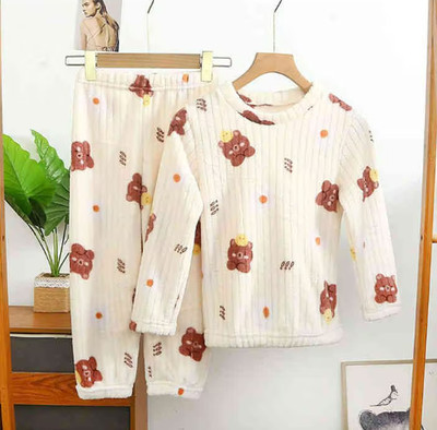 Keenuu Kids Nightwear Boys & Girls Printed Fleece Blend(Beige Pack of 1)