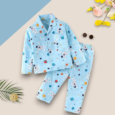 WinsKart Kids Nightwear Baby Boys & Baby Girls Printed Nylon(Multicolor Pack of 1)